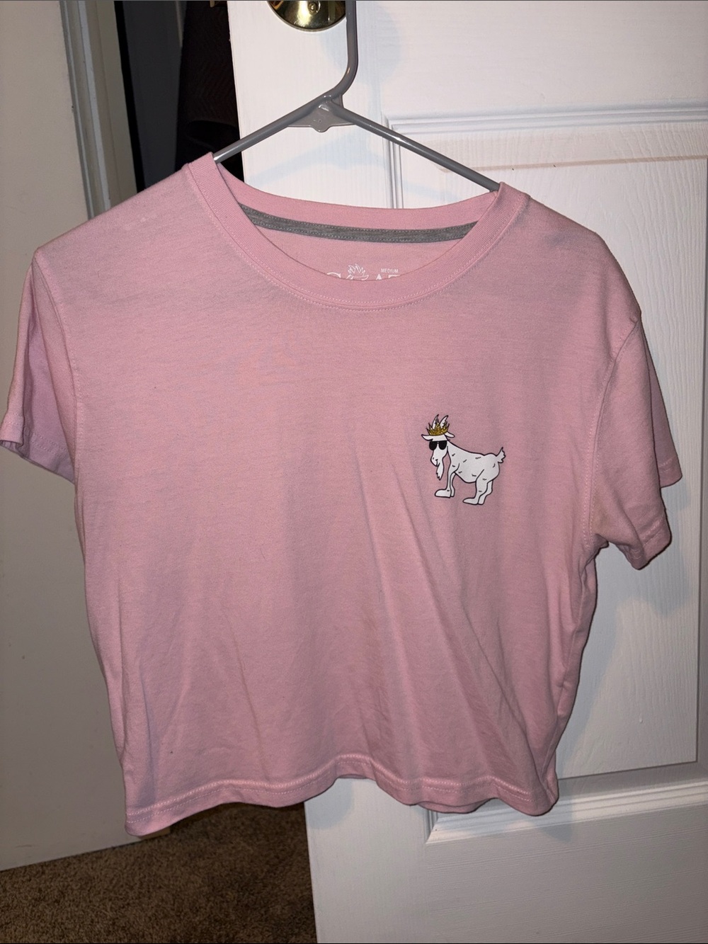 Kids Pink Graphic Tee with Playful Goat Motif